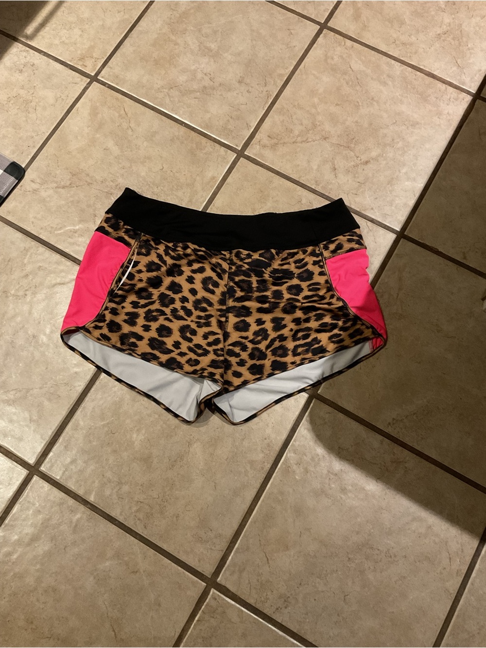 Leopard Print Pull On Shorts With Hot Pink Women’s Crazy Train Size XL